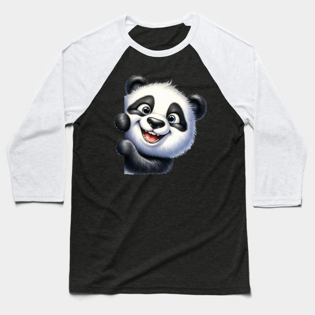 Cute Panda Playing Peek a Boo Baseball T-Shirt by 1AlmightySprout